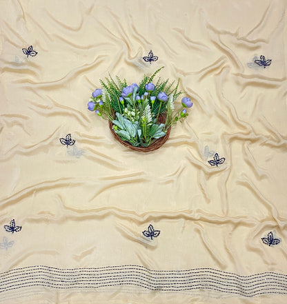 795B Chinon Cream Suit Fabric / CKC Phoolon Ka Ghar