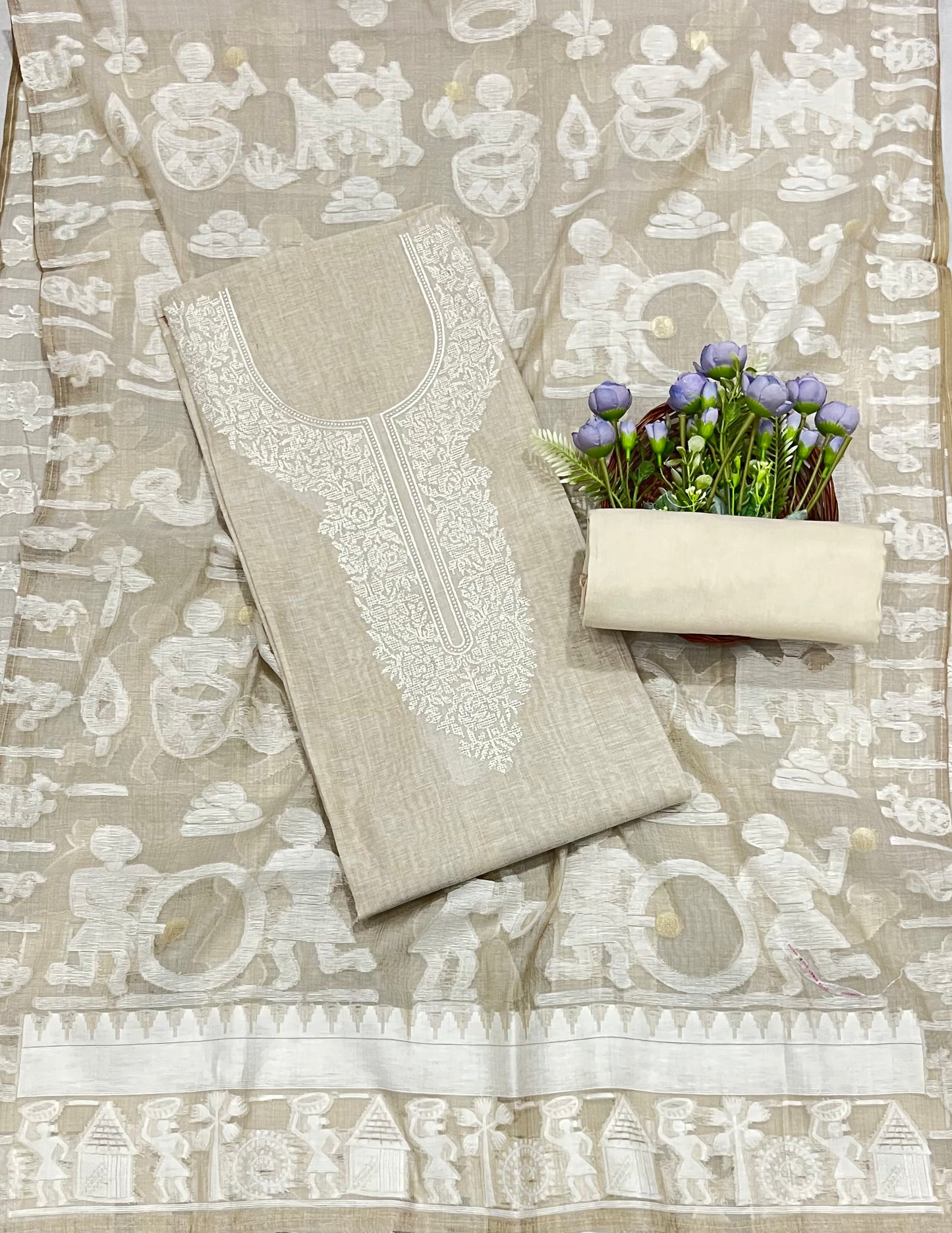 Jamdani Light Skin Suit Fabric / CKC Jamdani Suits