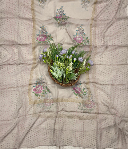 777B Cotton Beige Suit Fabric / CKC Block Printing Suits