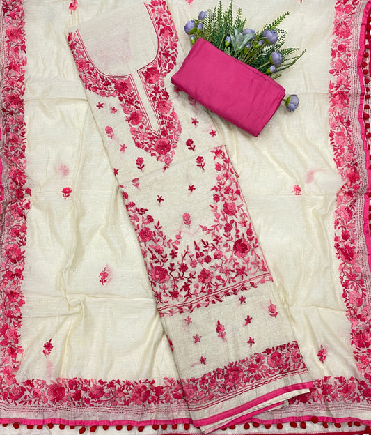 785B Mul Chanderi Pink Suit Fabric/ CKC Mul Cotton
