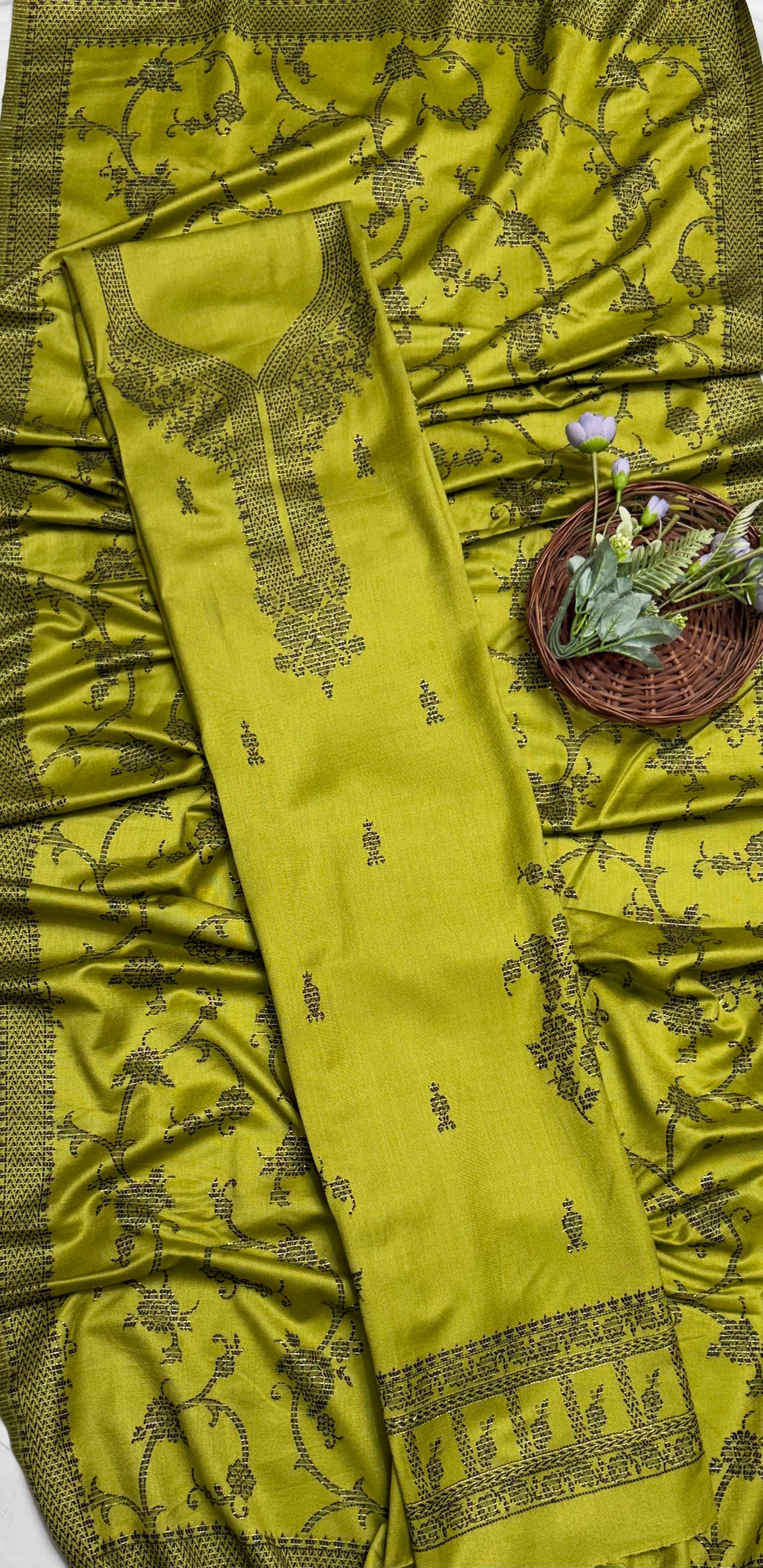 Pashmina Light Mehndi Green Suit Fabric/ CKC Winter Suits