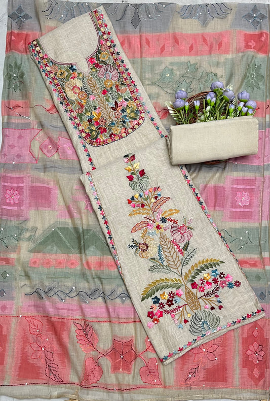 क्रेप गुलाबी सूट संग्रह / हाथ से पेंट किए गए सूट