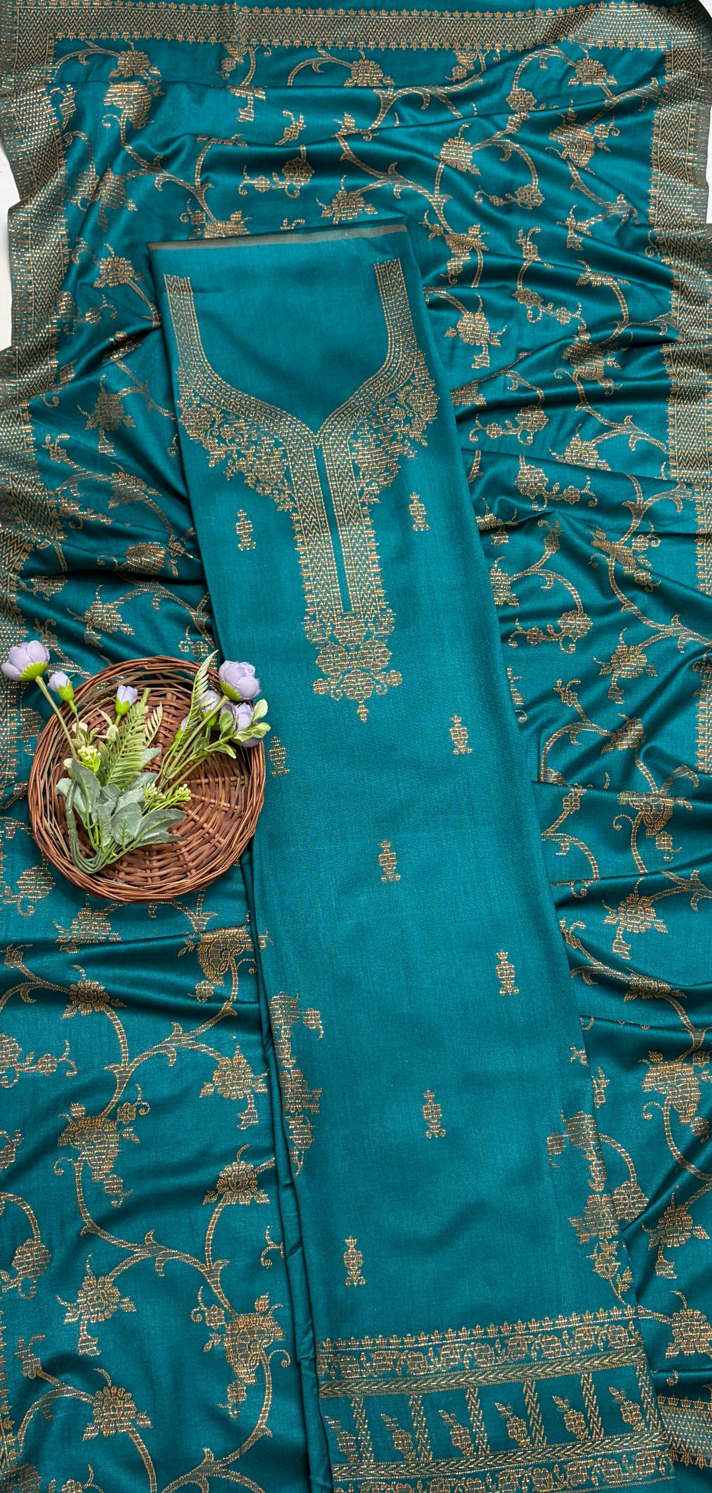 Pashmina Dark Sea Green Suit Fabric/ CKC Winter Suits