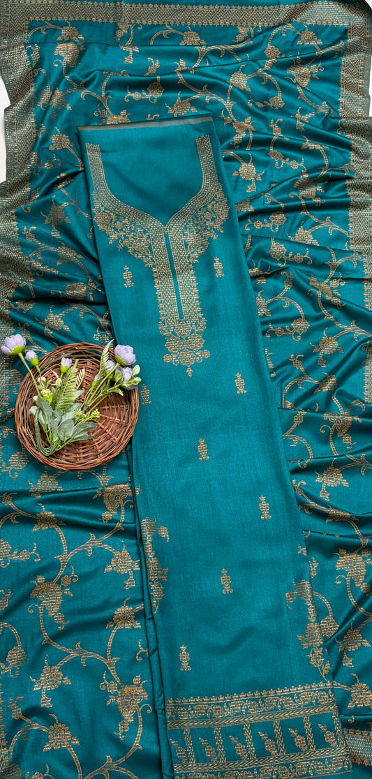 Pashmina Dark Sea Green Suit Fabric/ CKC Winter Suits