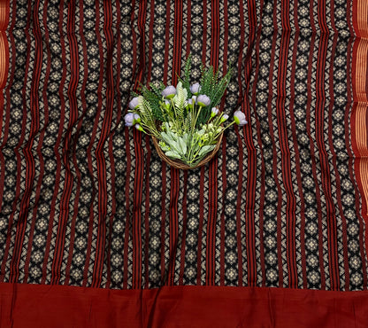 685B Maheshwari Black With Maroon Suit Fabric / CKC Maheshwari Suits