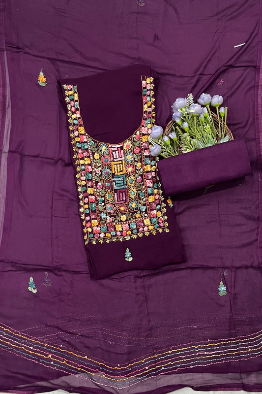 Ckc 545 Georgette Dark Wine Suit Fabric / CKC Georgette Suits