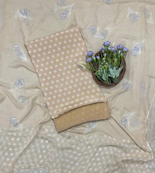 651A Georgette Polka Dot Skin Suit Fabric / CKC Polka Story