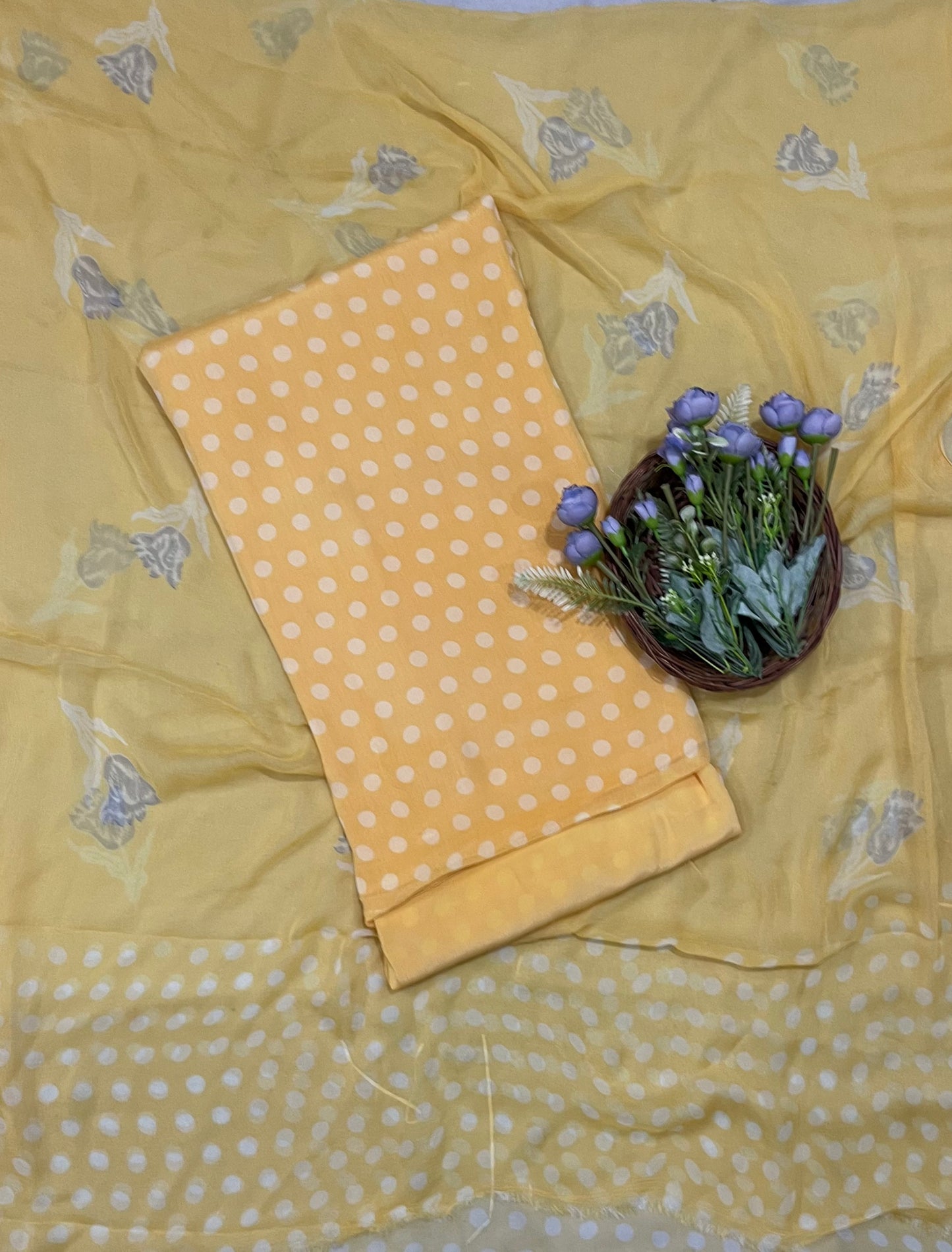 Chinon Polka Dot Yellow Suit Fabric / CKC Polka Story