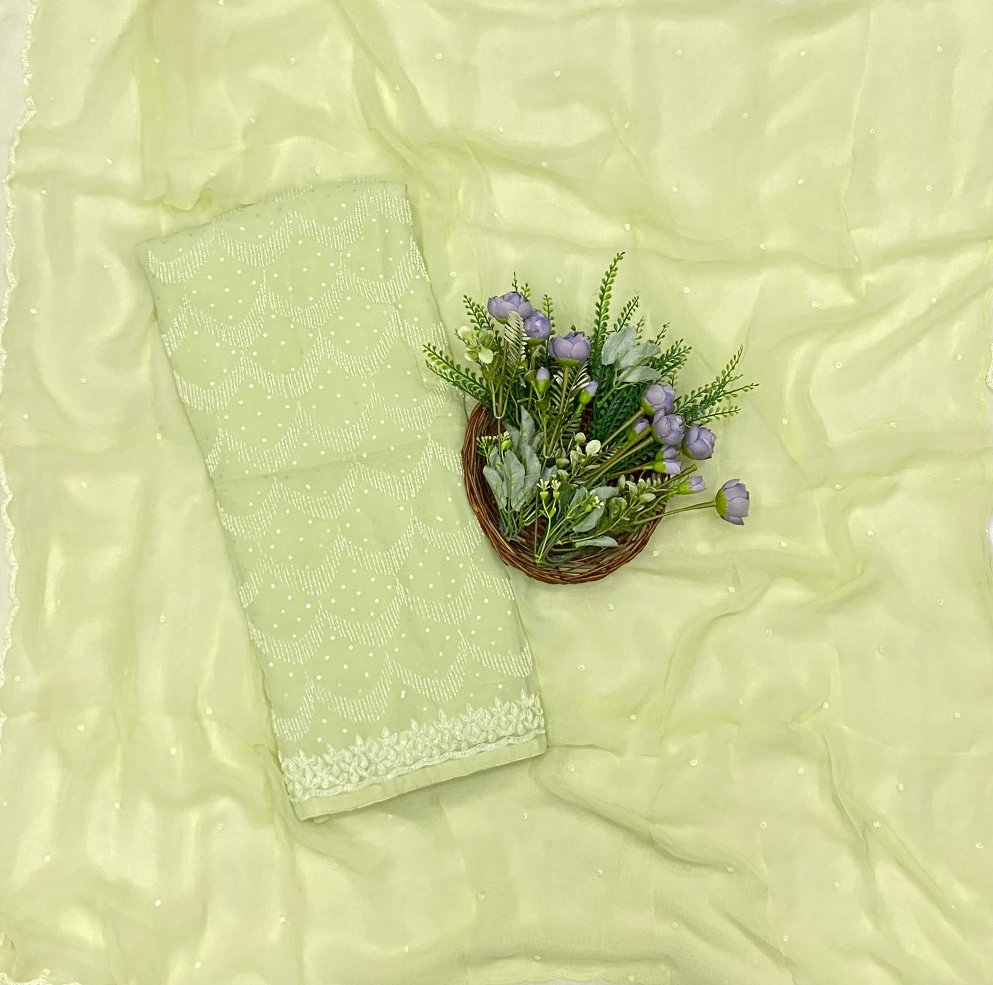 817B Georgette Pista Green Color Suit Fabric/ CKC Partywear Collection