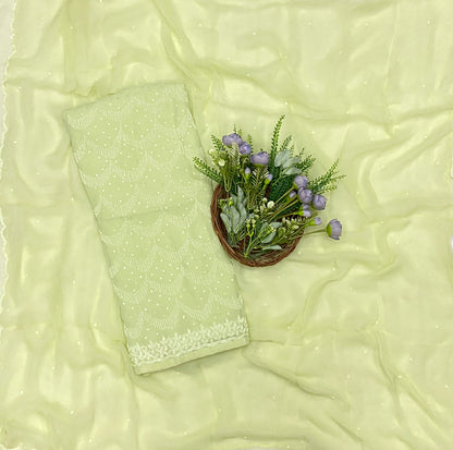 817B Georgette Pista Green Color Suit Fabric/ CKC Partywear Collection