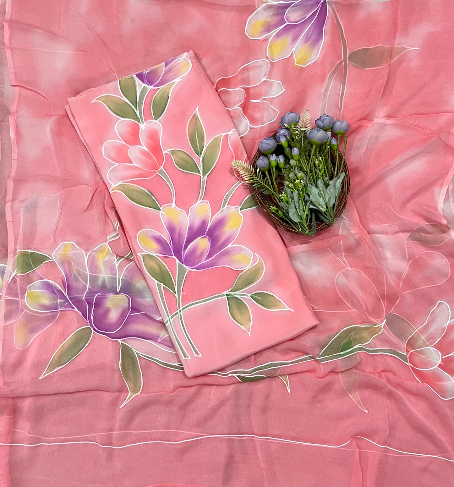 CKC 820 Crepe Peach Suit Fabric/ CKC Hand Painted Suits