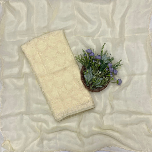 816B Georgette Cream Color Suit Fabric/ CKC Partywear Collection