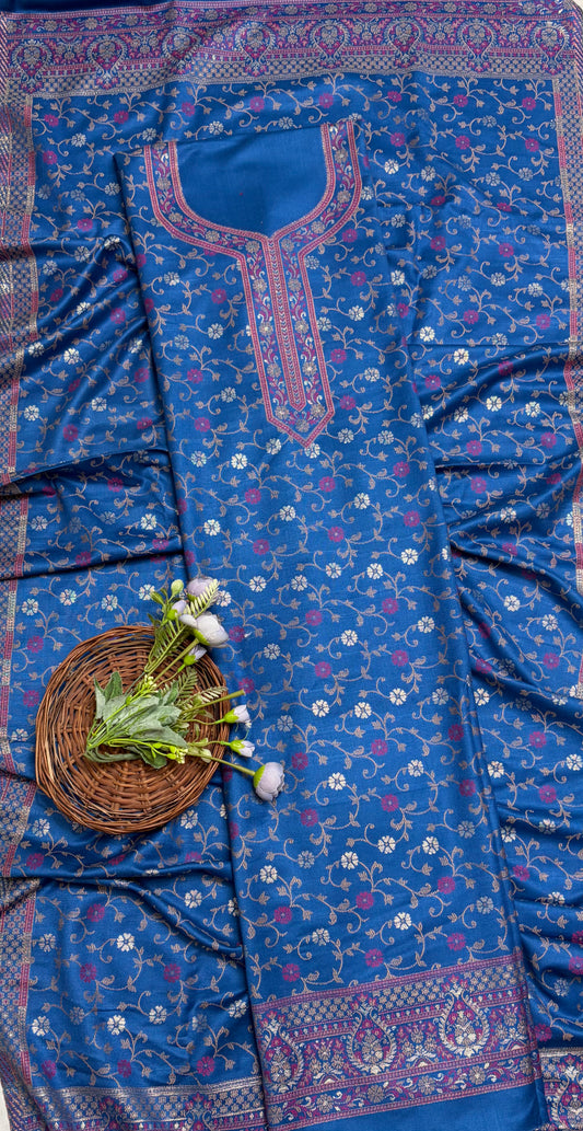 Pashmina Blue Suit Fabric/ CKC Winter Suits