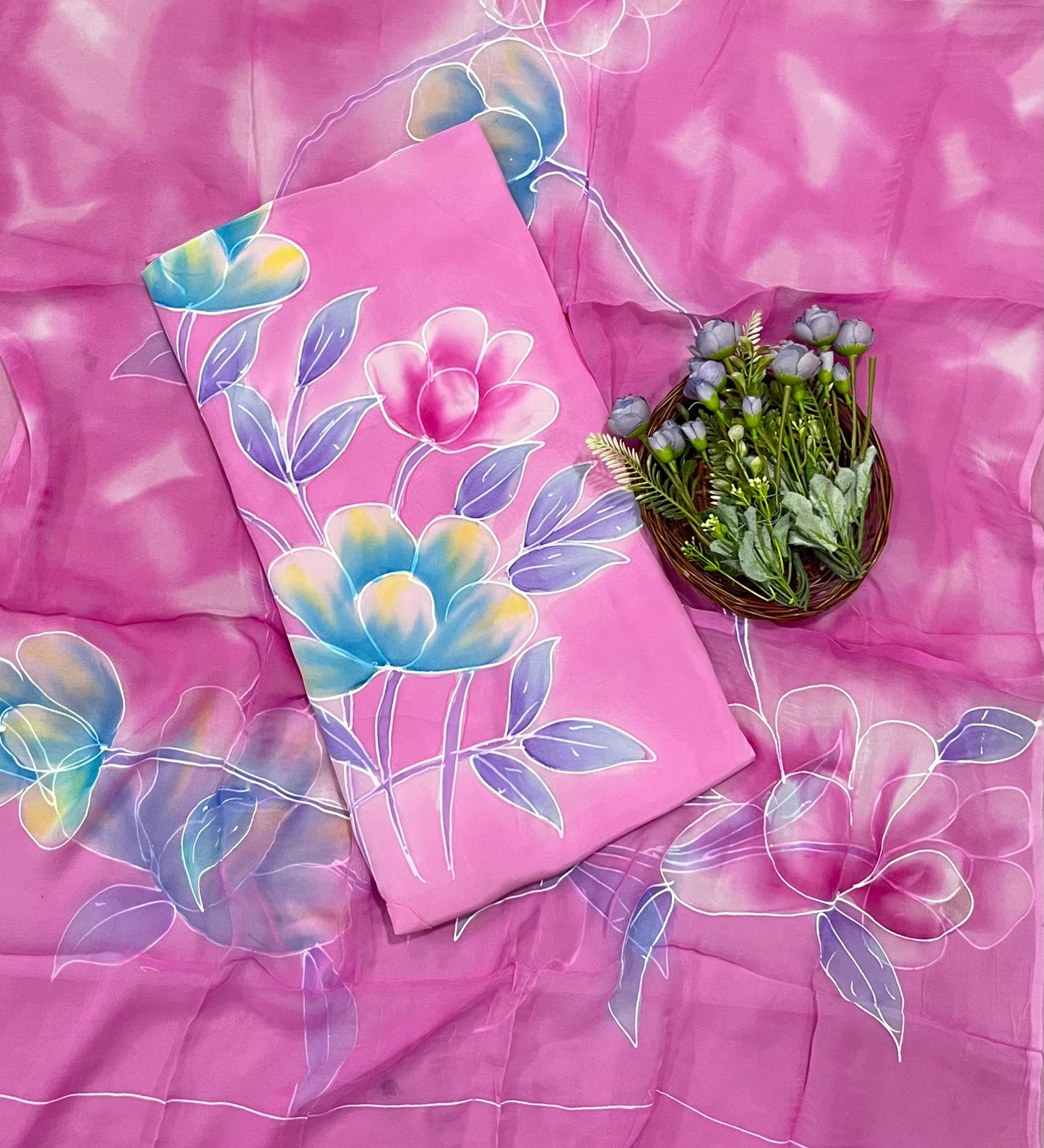 CKC 819 Crepe Pink Suit Fabric/ CKC Hand Painted Suits