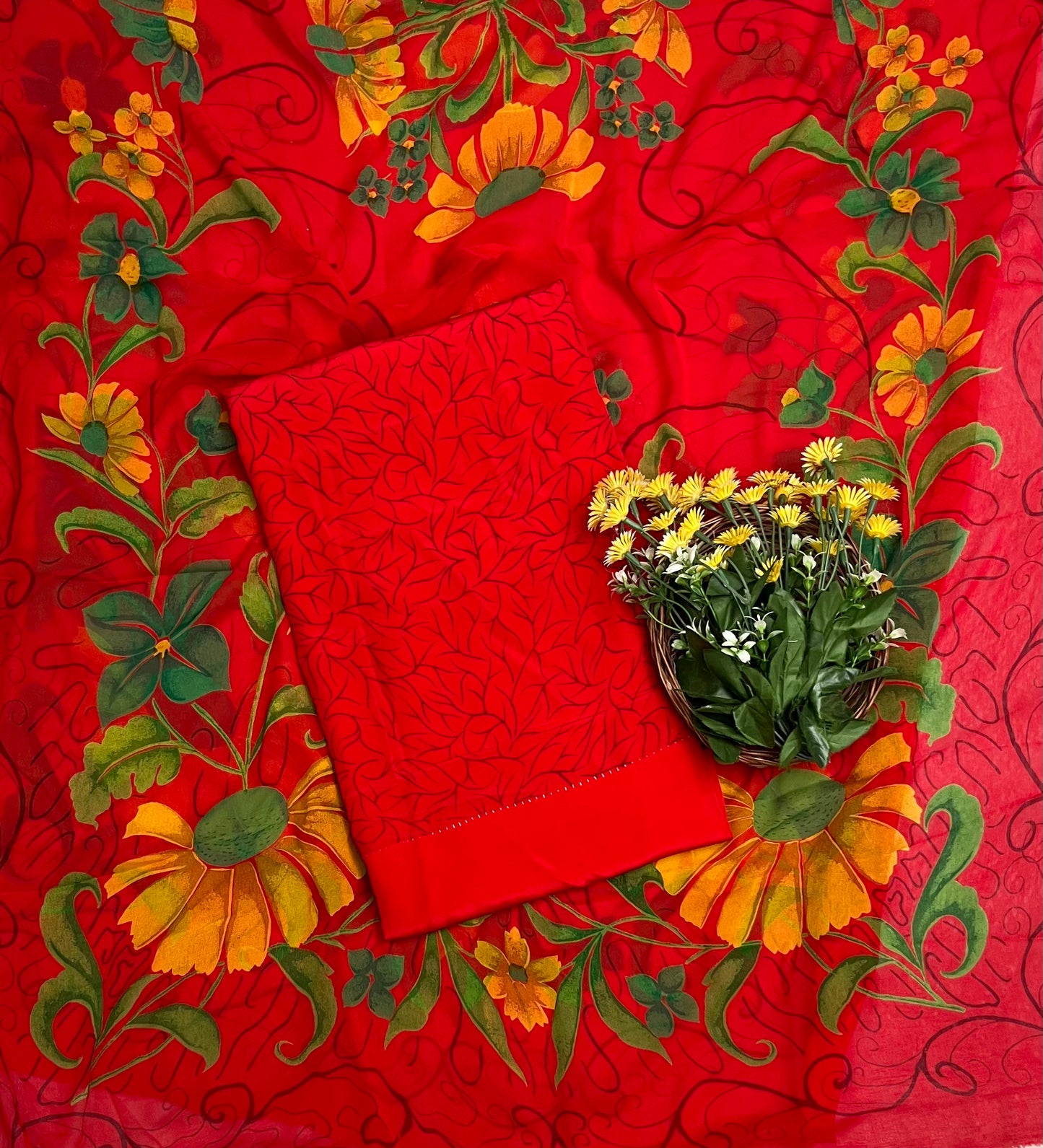 783A Crepe Red Suit Fabric / CKC Crepe Suits