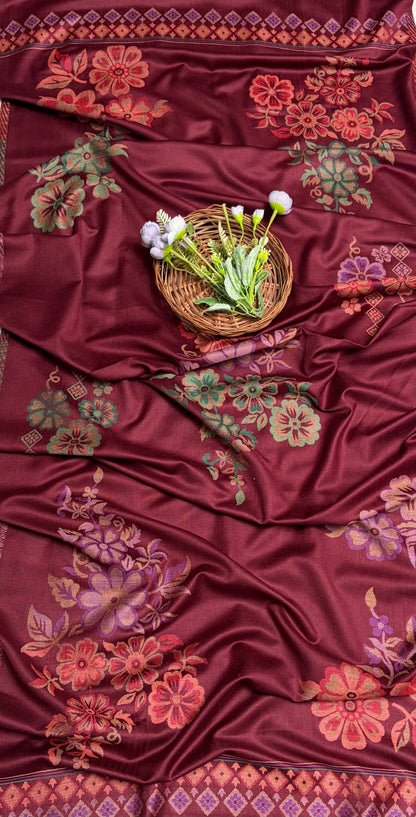 Pashmina Maroon Suit Fabric/ CKC Winter Suits