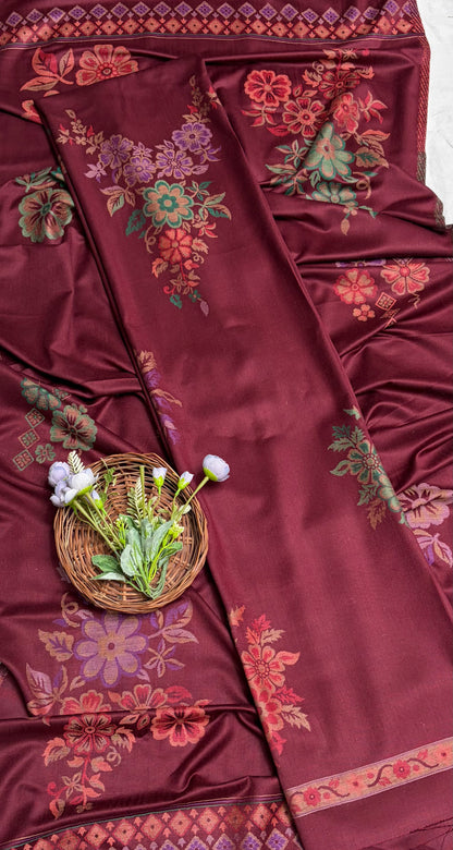 Pashmina Maroon Suit Fabric/ CKC Winter Suits