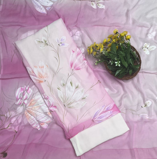Ckc 131 Chiffon Pink Suit Fabric/ CKC Hand Painted Suits