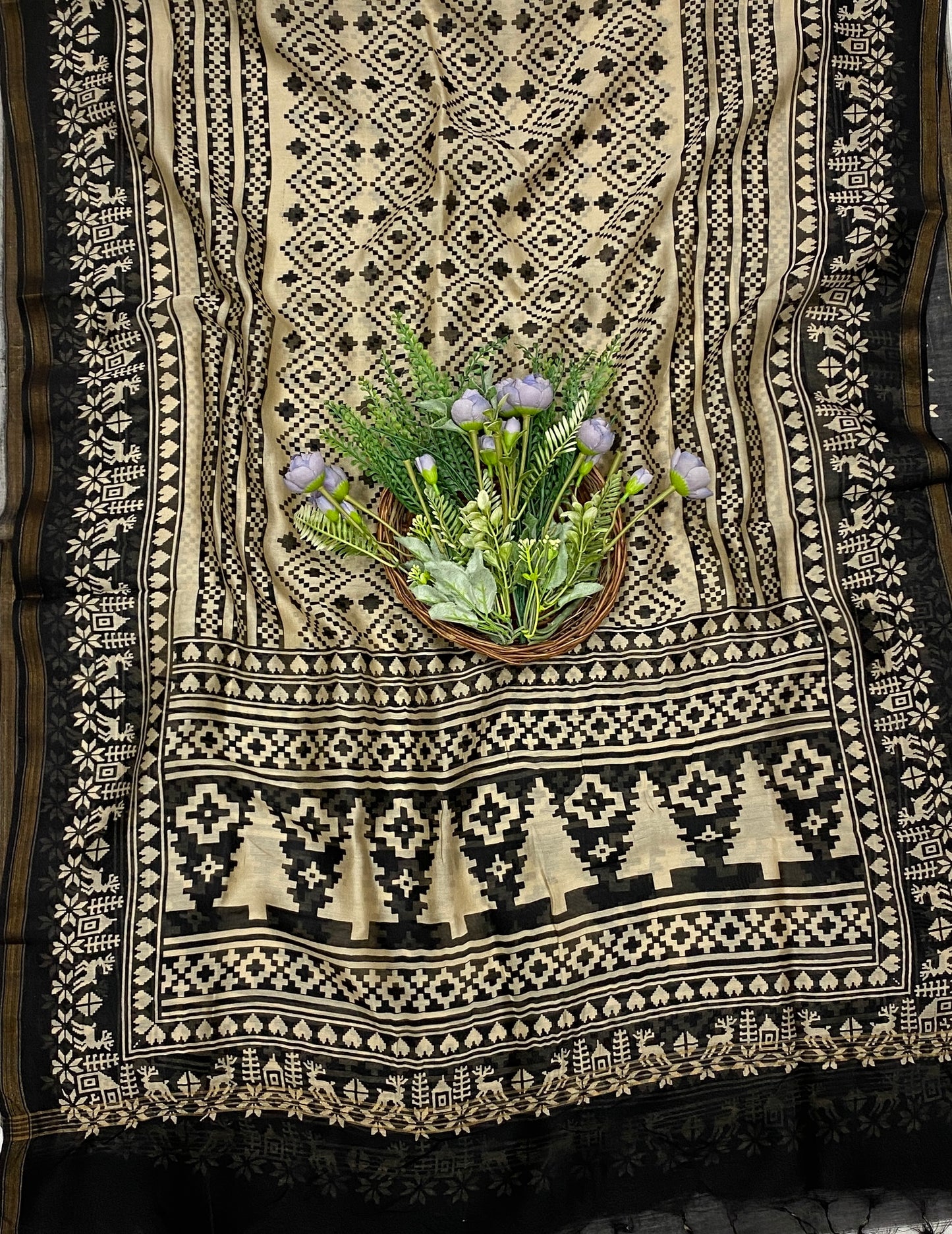 828B Maheshwari Black Suit Fabric / CKC Maheshwari Suits