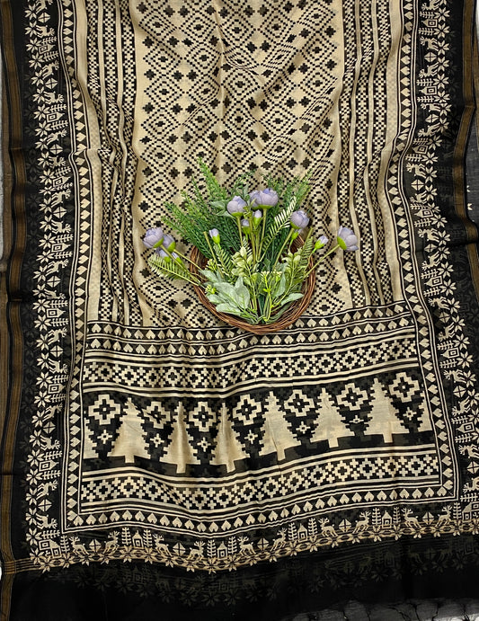 828B Maheshwari Black Suit Fabric / CKC Maheshwari Suits