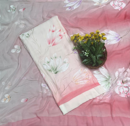 Ckc 133 Chiffon Peach Suit Fabric/ CKC Hand Painted Suits