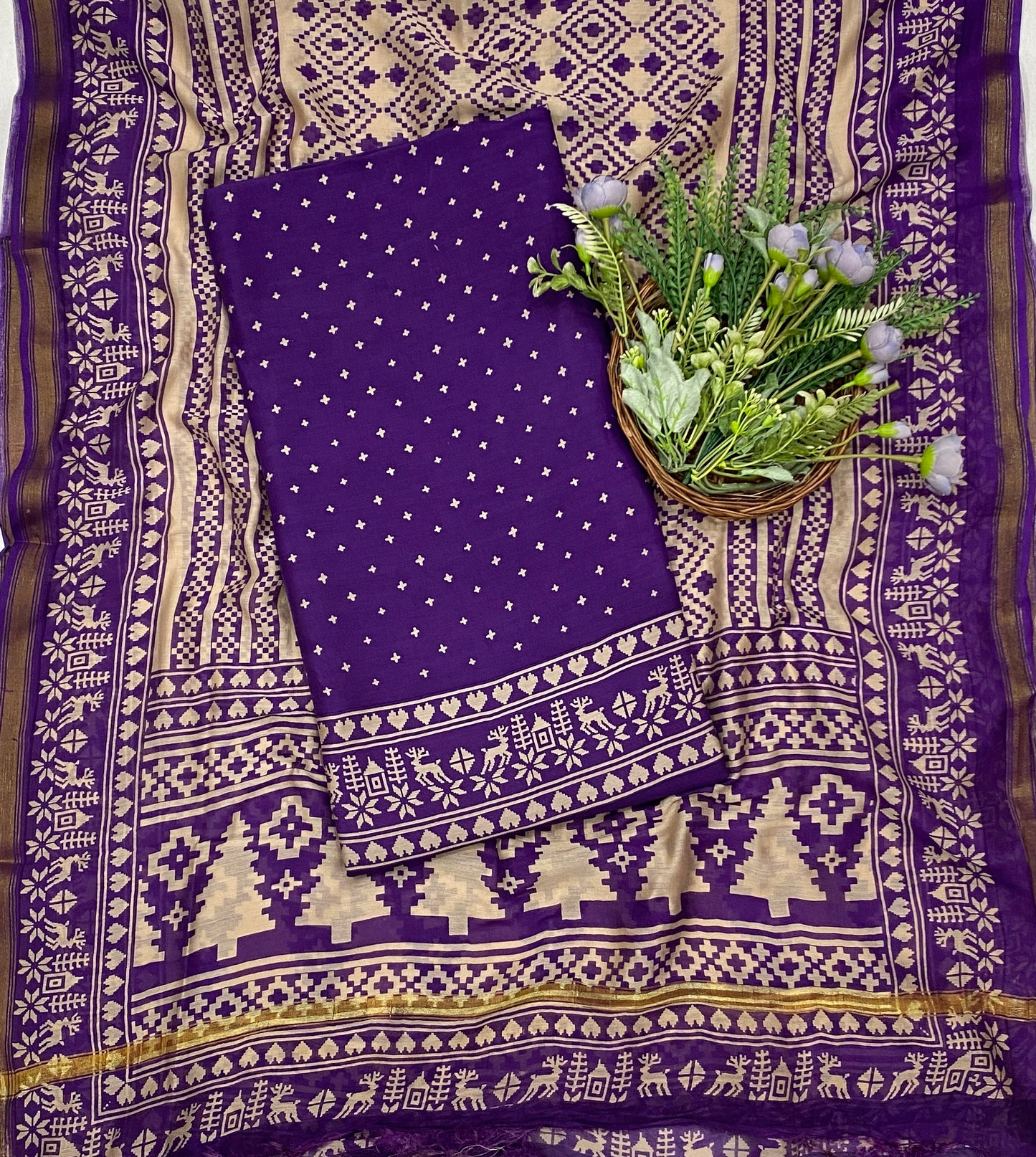 829B Maheshwari Purple Suit Fabric / CKC Maheshwari Suits
