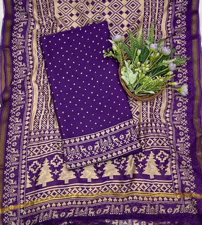 829B Maheshwari Purple Suit Fabric / CKC Maheshwari Suits