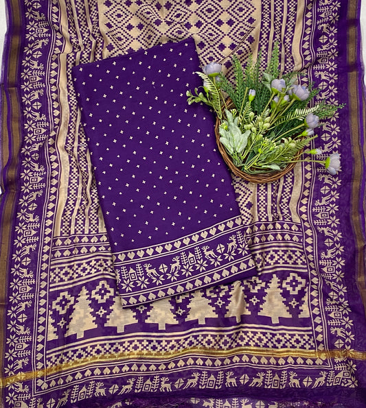 829B Maheshwari Purple Suit Fabric / CKC Maheshwari Suits