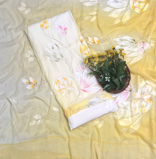 Ckc 134 Chiffon Lemon Suit Fabric/ CKC Hand Painted Suits