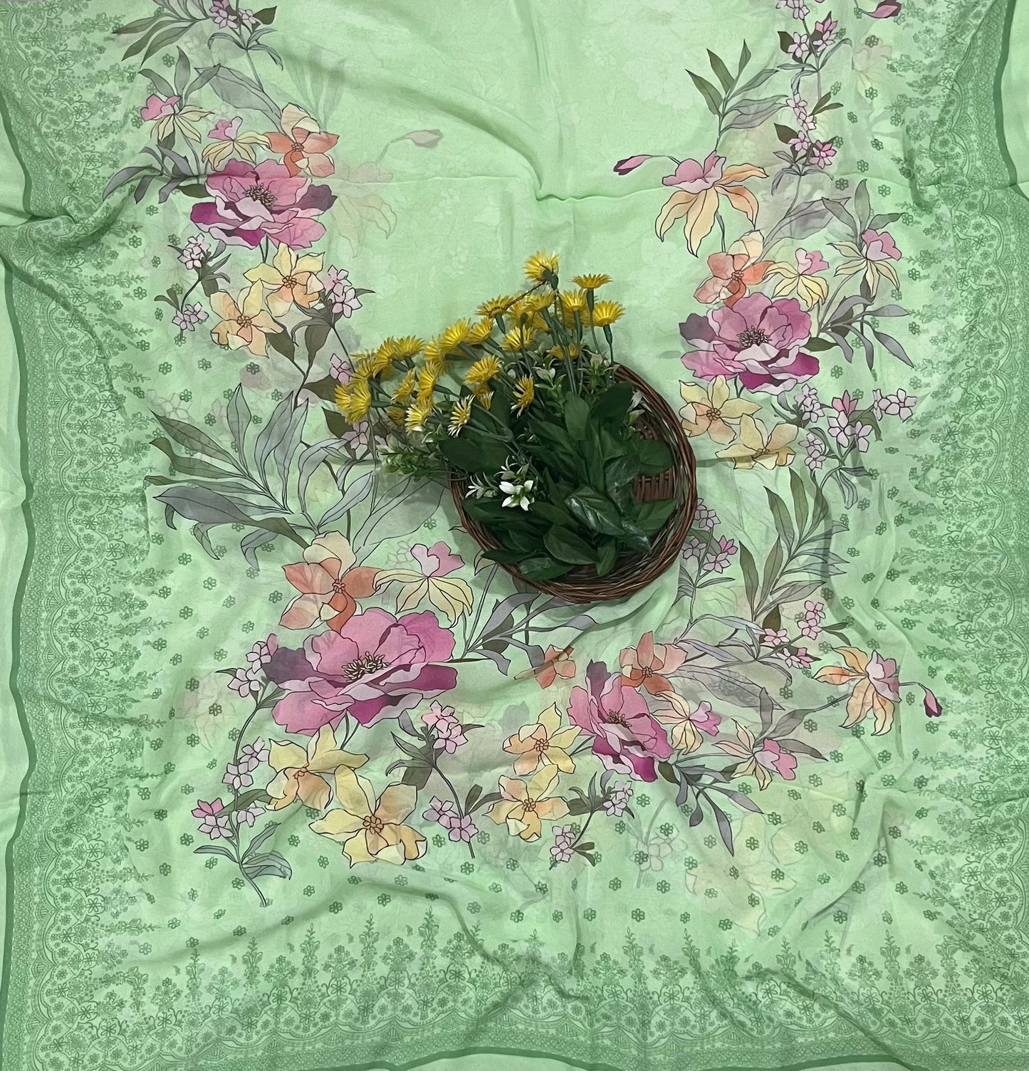 Ckc 107 Georgette Light Pista Green Suit Fabric / CKC Georgette Suits