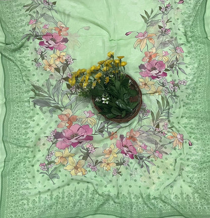 Ckc 107 Georgette Light Pista Green Suit Fabric / CKC Georgette Suits