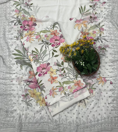 Ckc 111 Georgette Off White Suit Fabric / CKC Georgette Suits