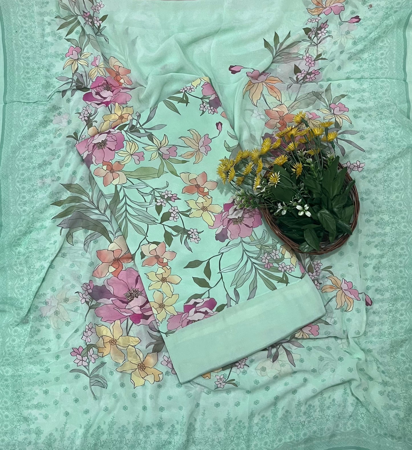 Ckc 110 Georgette Light Sea Blue Suit Fabric / CKC Georgette Suits