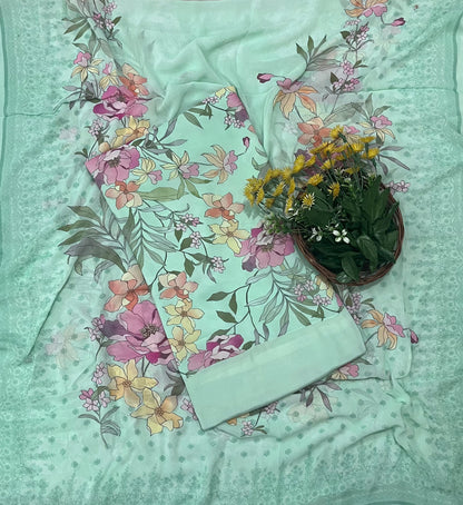 Ckc 110 Georgette Light Sea Blue Suit Fabric / CKC Georgette Suits