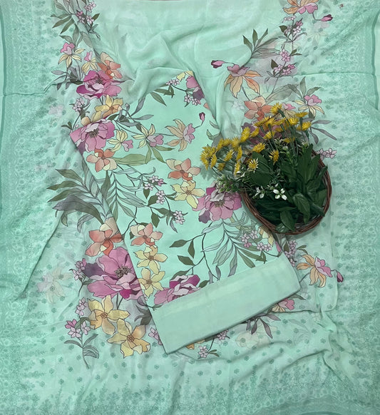 Ckc 110 Georgette Light Sea Blue Suit Fabric / CKC Georgette Suits