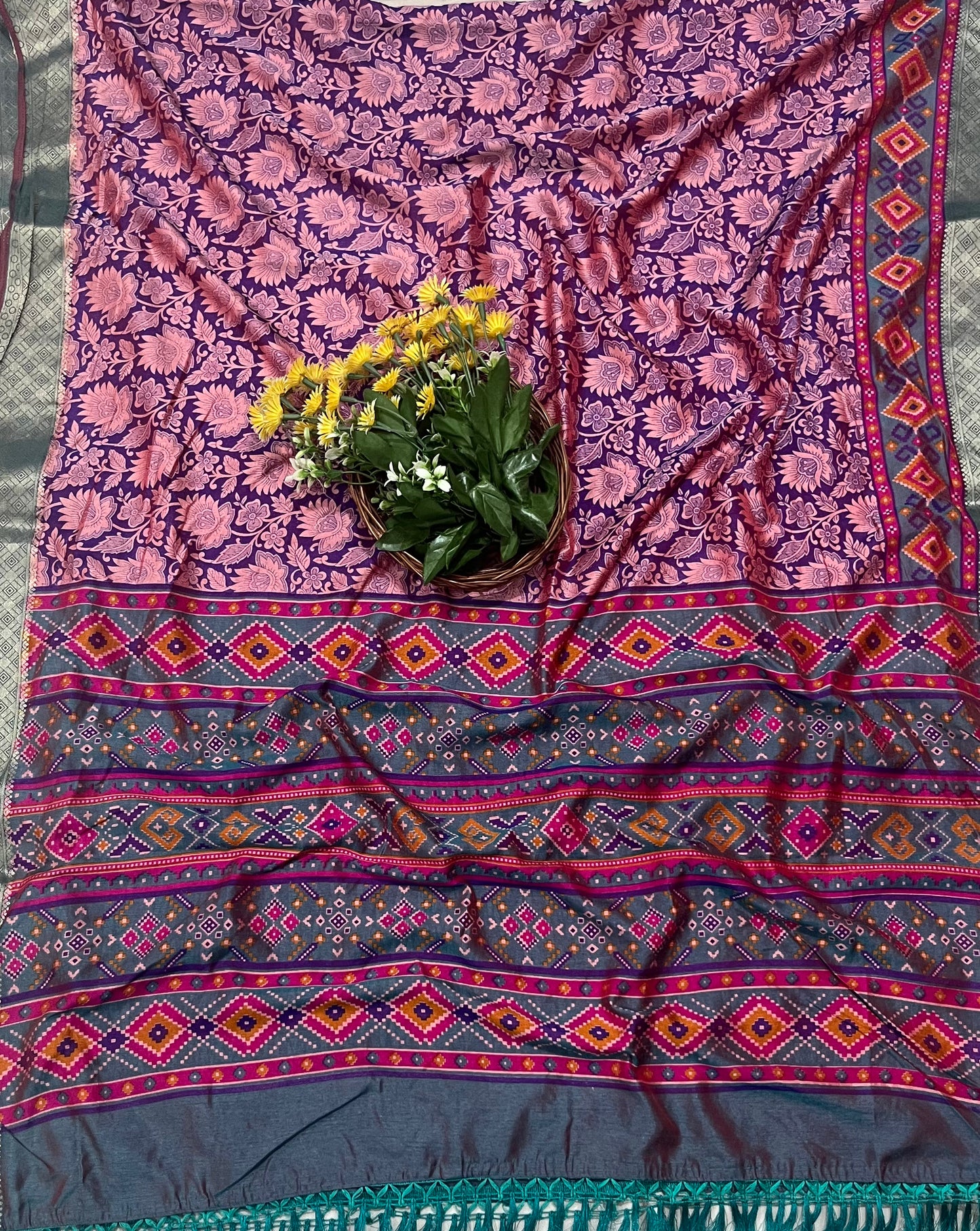 12A Patola Silk Purple Suit Fabric / CKC Patola Silk Suits