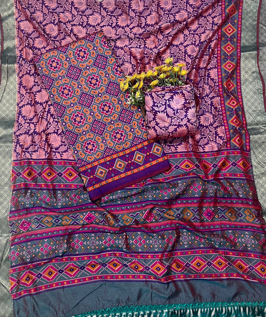 12A Patola Silk Purple Suit Fabric / CKC Patola Silk Suits