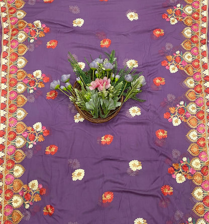 835B Rayon Aari Purple Suit Fabric / CKC Cotton Bazaar