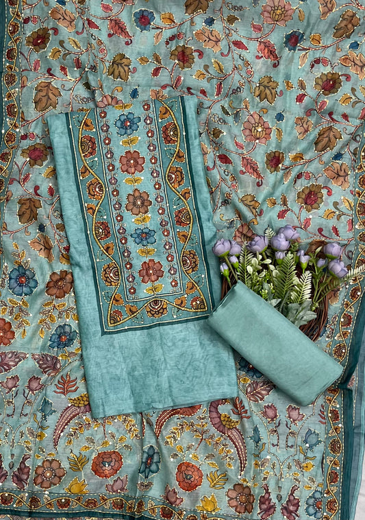 क्रेप गुलाबी सूट संग्रह / हाथ से पेंट किए गए सूट