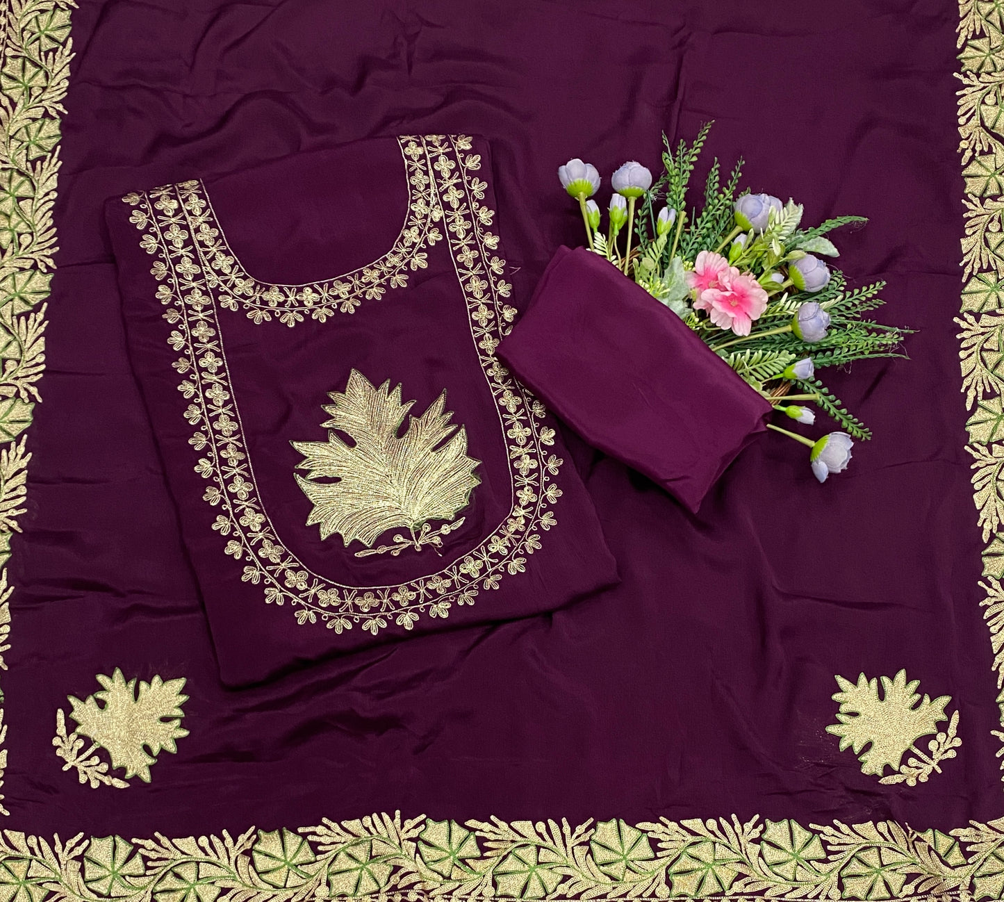 836B Chinon Wine Suit Fabric / CKC Phoolon Ka Ghar