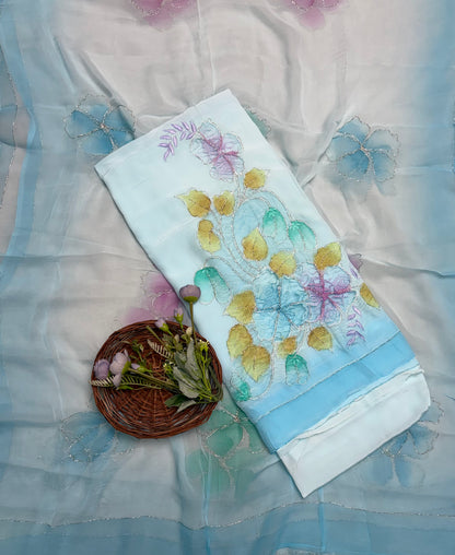 261A Crepe Sea Green Suit Fabric/ CKC Hand Painted Suits