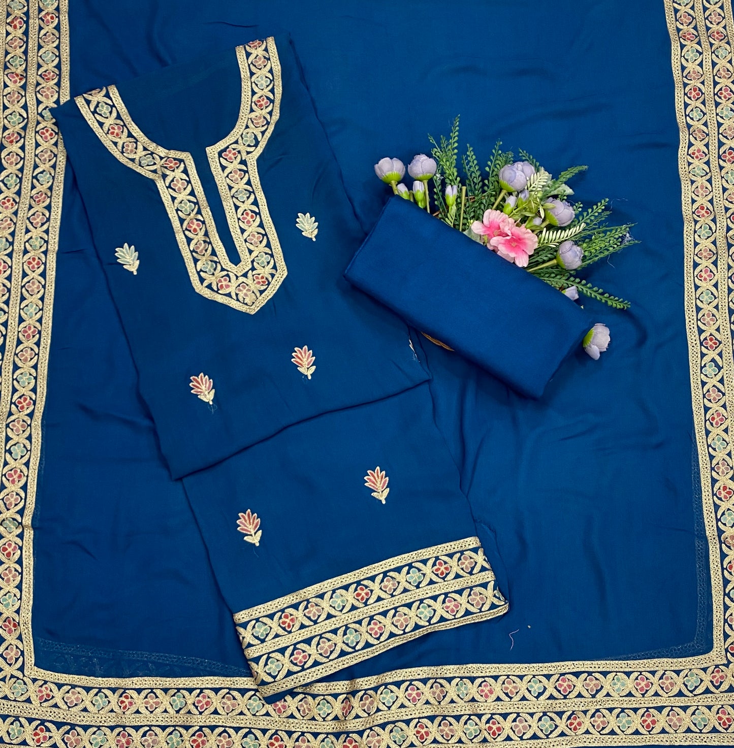 838B Georgette Navy Blue Suit Fabric / CKC Georgette Suits