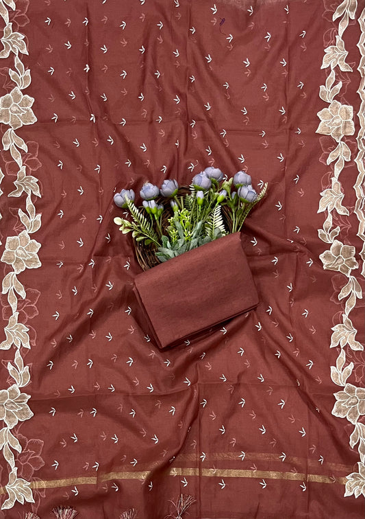 427A Mul Cotton Rust Red Suit Fabric/ CKC Mul Cotton