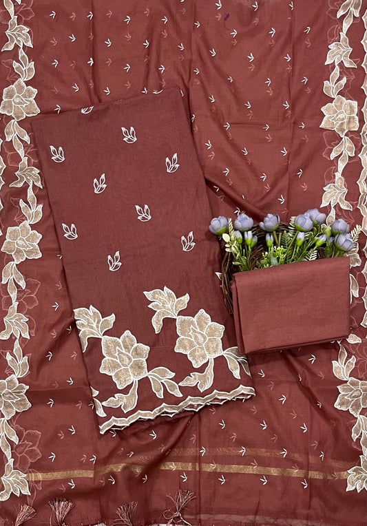 427A Mul Cotton Rust Red Suit Fabric/ CKC Mul Cotton
