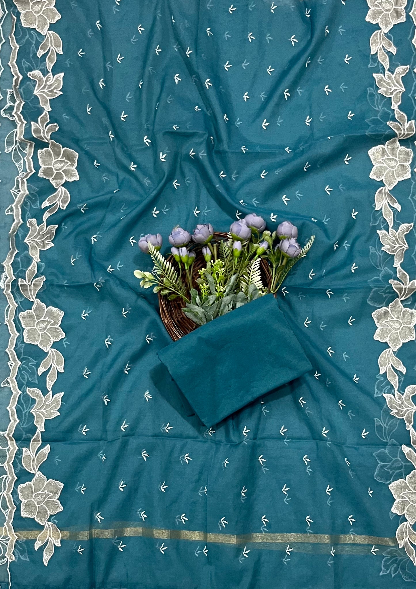 552 Mul Cotton Peacock Blue Suit Fabric/ CKC Mul Cotton