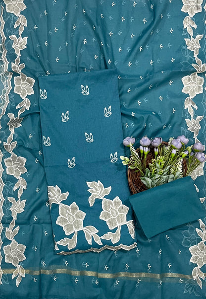 552 Mul Cotton Peacock Blue Suit Fabric/ CKC Mul Cotton