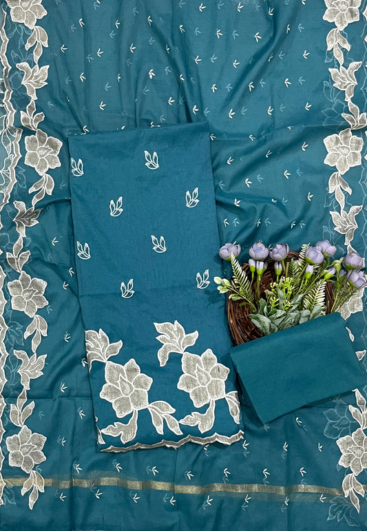 552 Mul Cotton Peacock Blue Suit Fabric/ CKC Mul Cotton