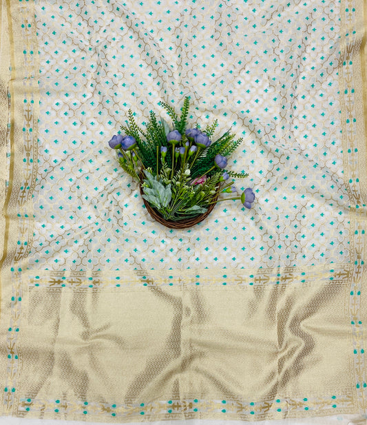750B Mul Chanderi Off-White Suit Fabric/ CKC Mul Cotton