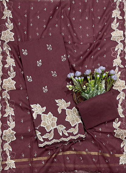 Ckc 553 Mul Cotton Dark Wine Suit Fabric/ CKC Mul Cotton