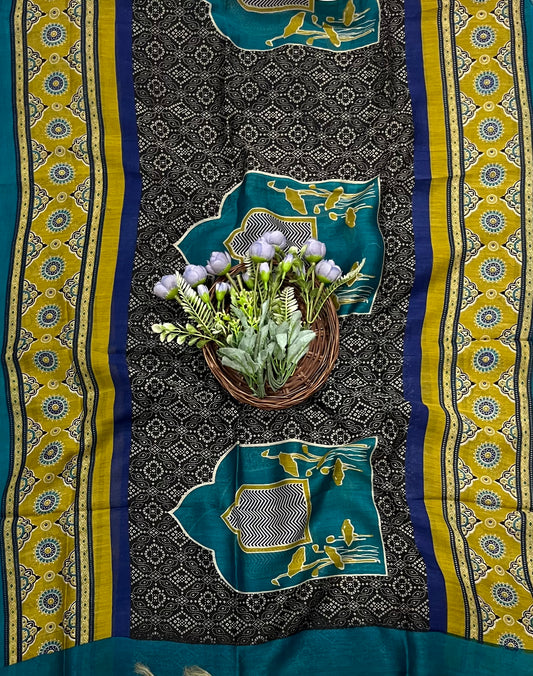 462A Maheshwari Peacock Blue Suit Fabric / CKC Maheshwari Suits